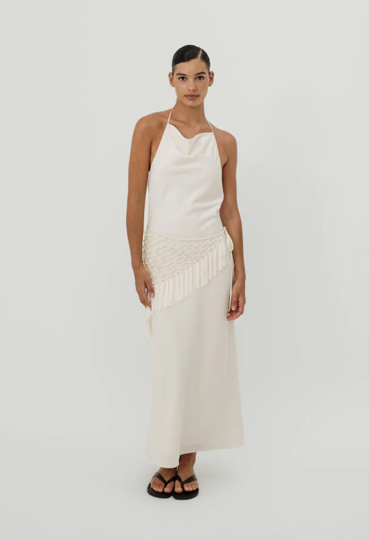 Manon Beaded Scarf Dress - Cream