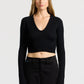 Verona Crop U-Neck Shirt - Black