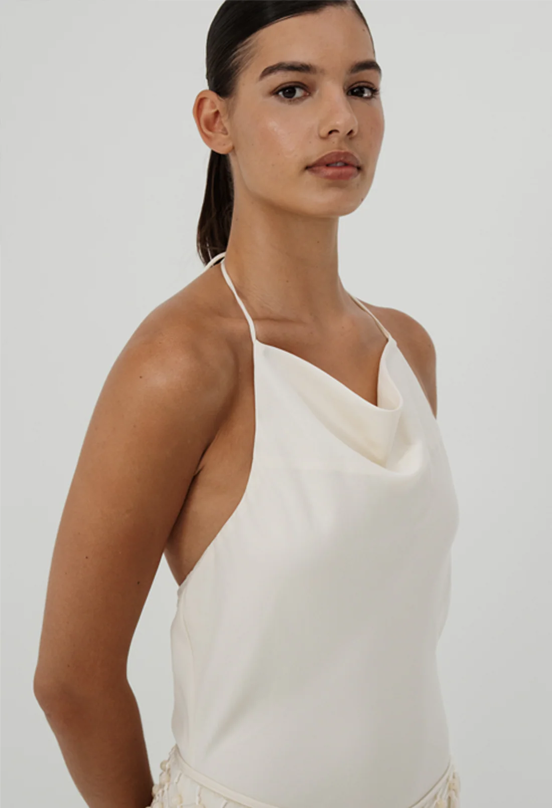 Manon Beaded Scarf Dress - Cream