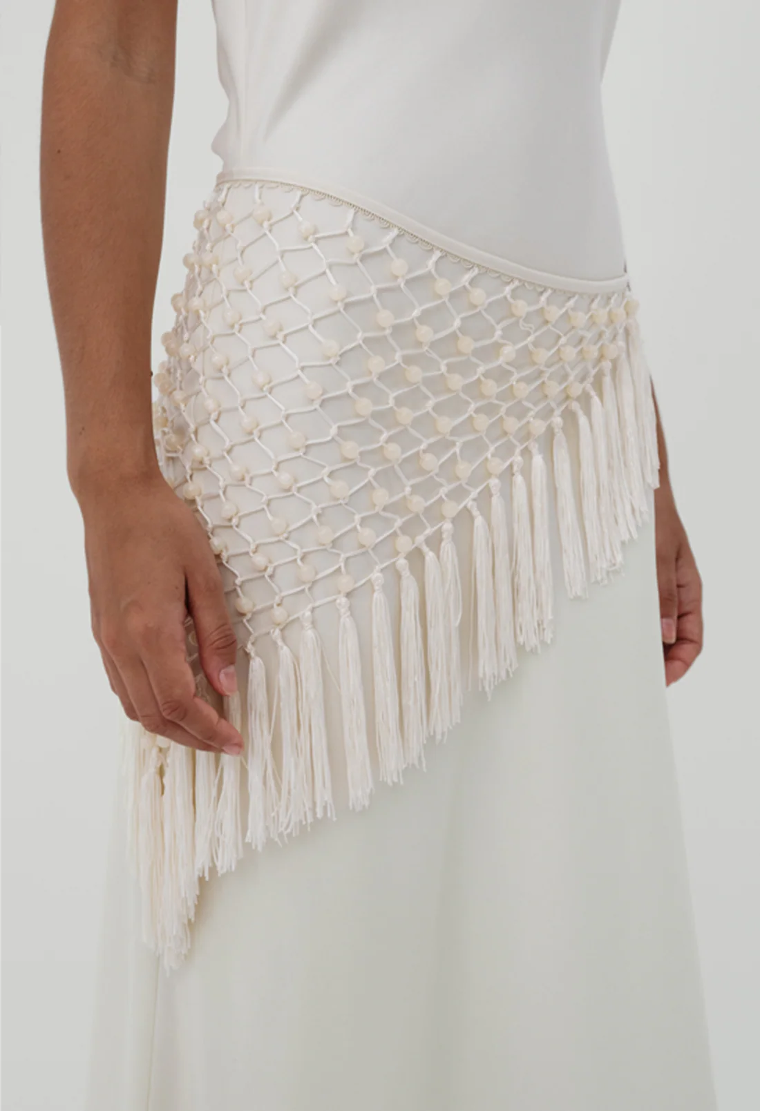 Manon Beaded Scarf Dress - Cream