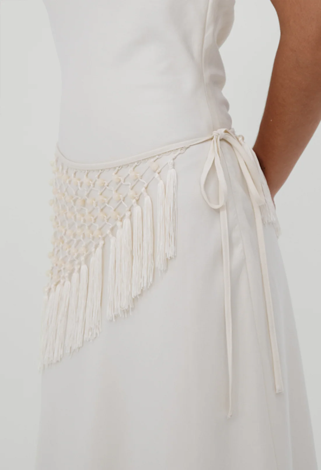Manon Beaded Scarf Dress - Cream