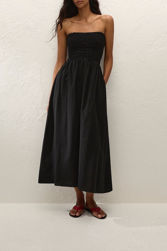 Orla Strapless Midi Dress - Black
