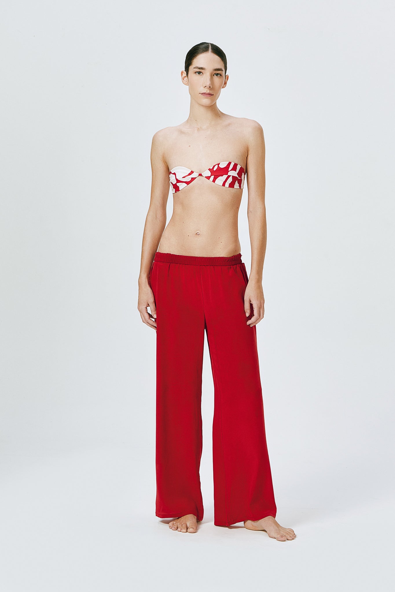 Silk Trousers - Vermilion Red