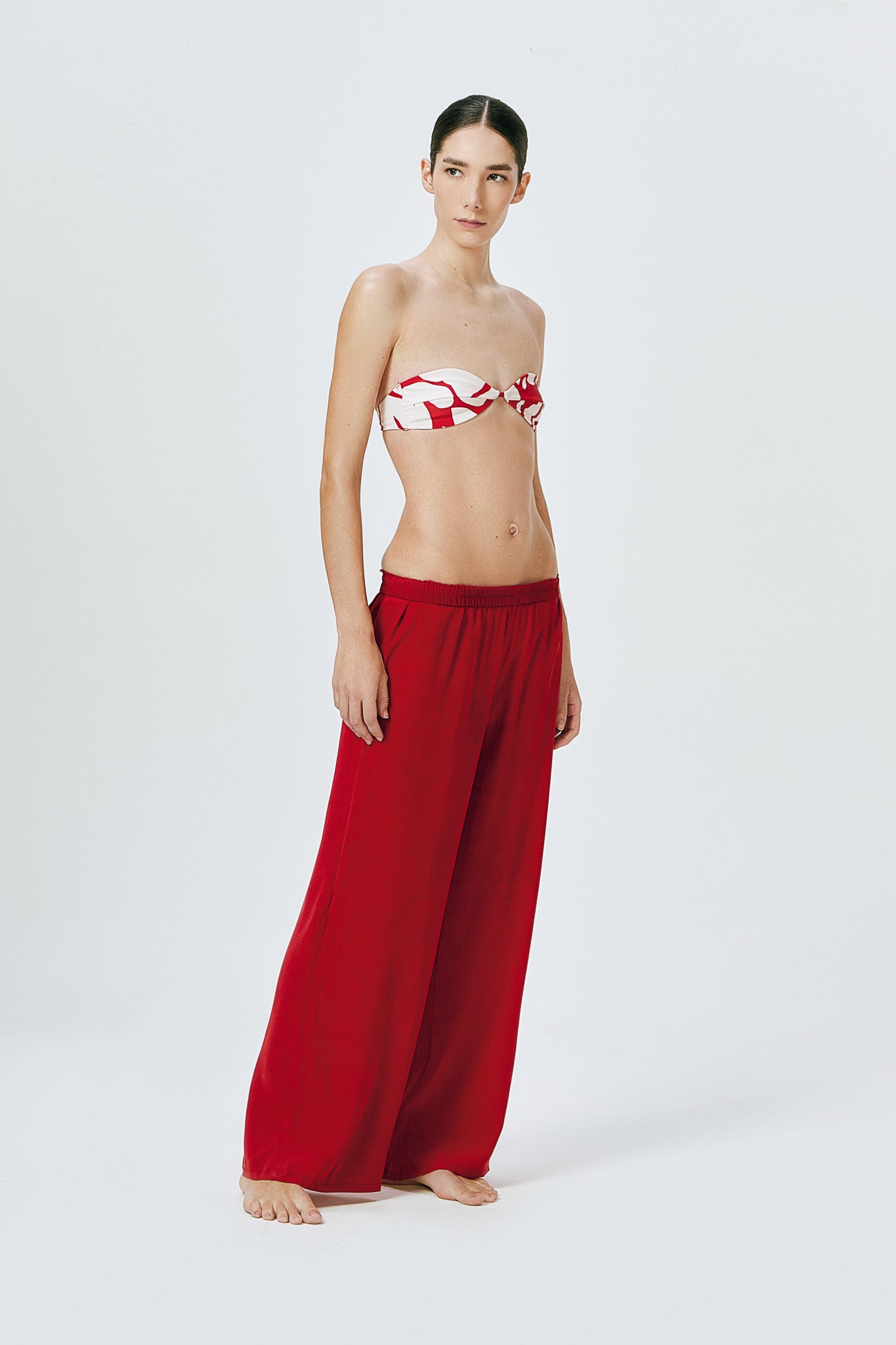 Silk Trousers - Vermilion Red