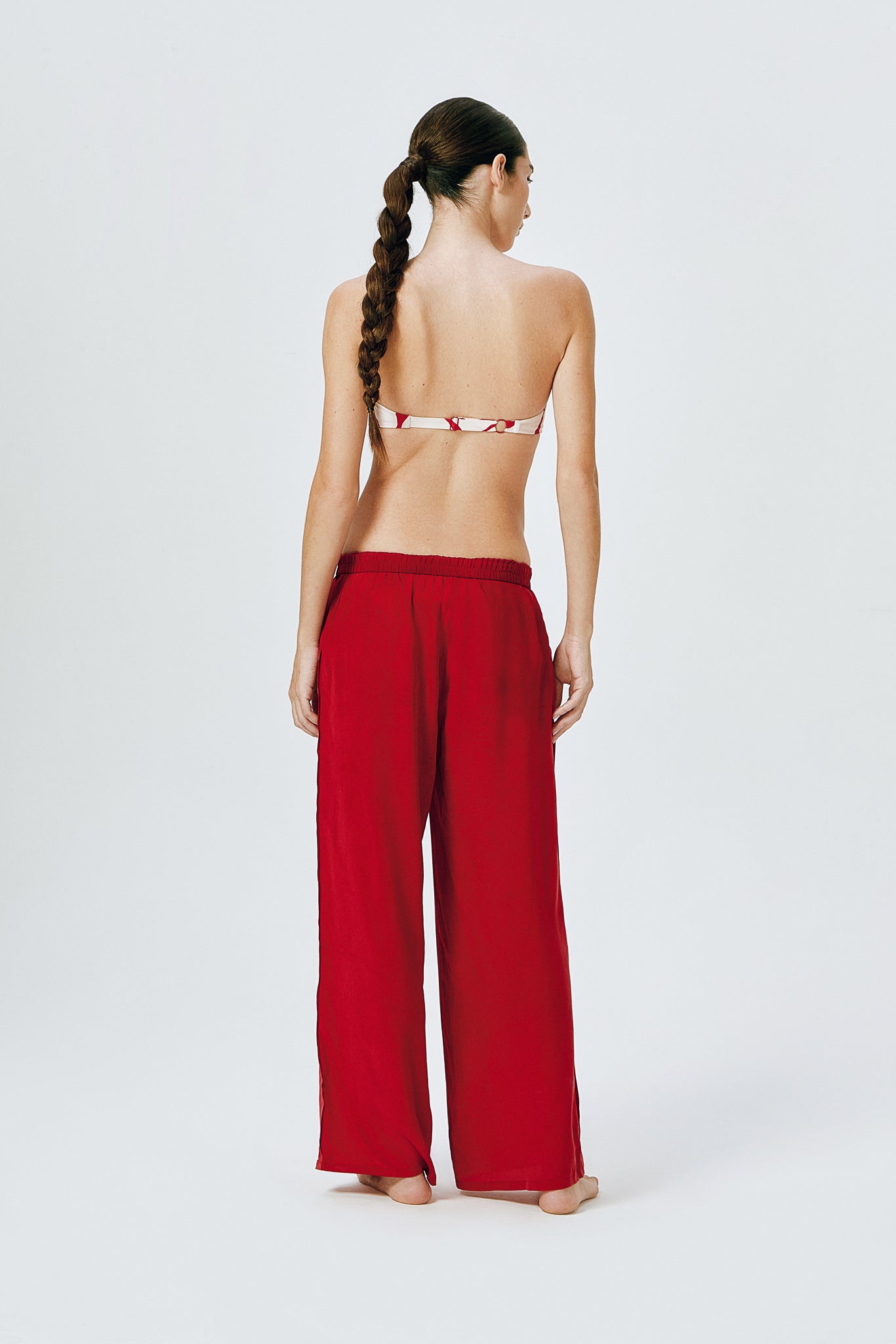 Silk Trousers - Vermilion Red