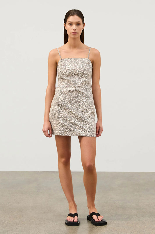 Micro Leopard Hemp Blend Mini Dress
