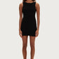 Crinkle Knit Mini Dress - Black