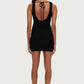 Crinkle Knit Mini Dress - Black