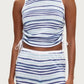 Gathered Knit Tank - Blue Stripe