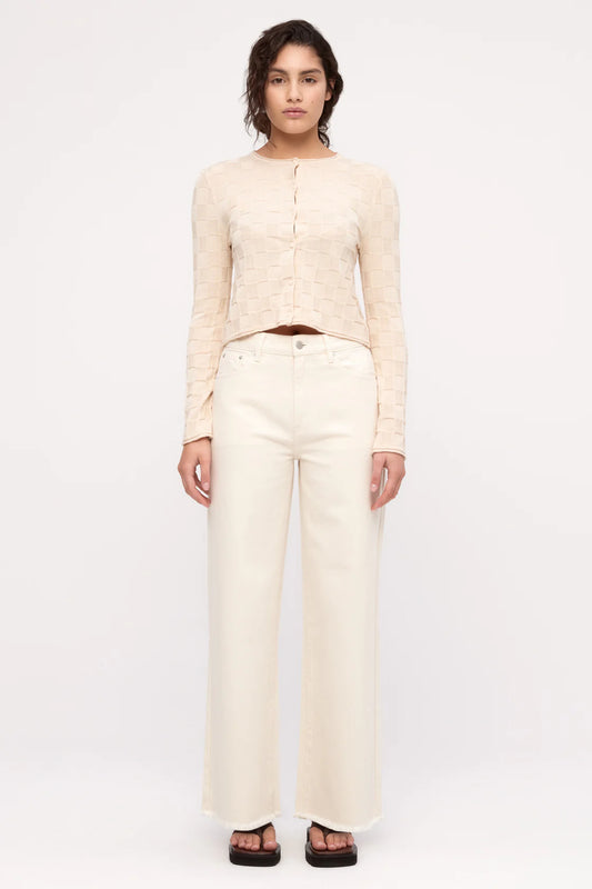 Basketweave Knit Cardi - Cream