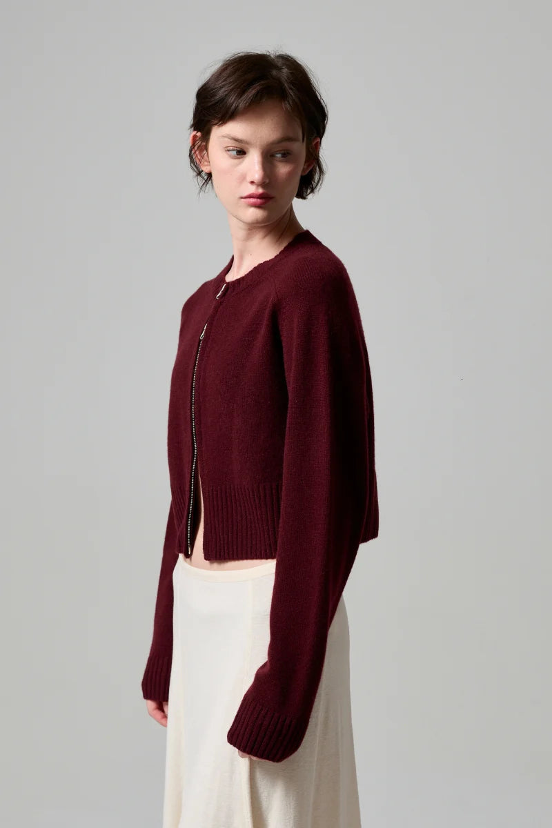 Edie Zip-Up Sweater - Currant