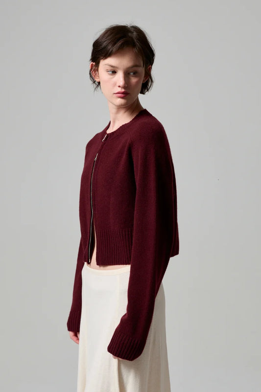 Edie Zip-Up Sweater - Currant