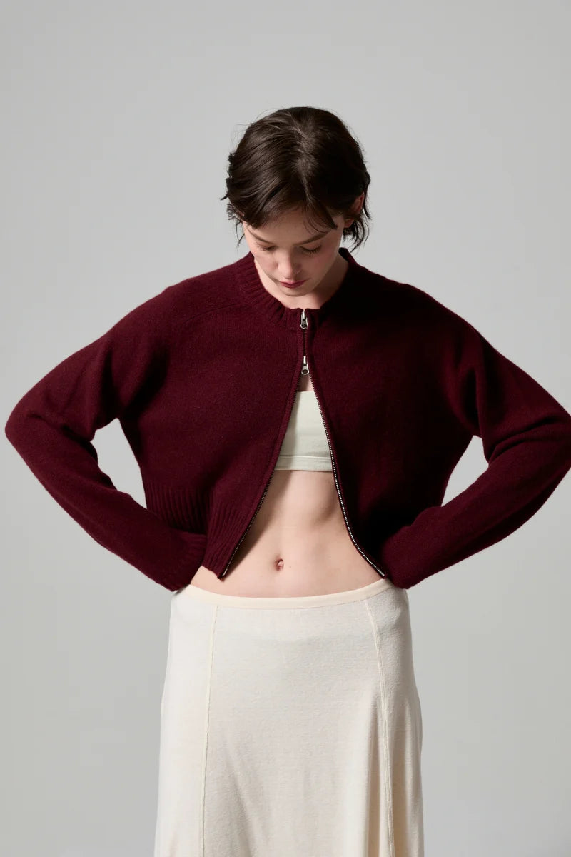 Edie Zip-Up Sweater - Currant