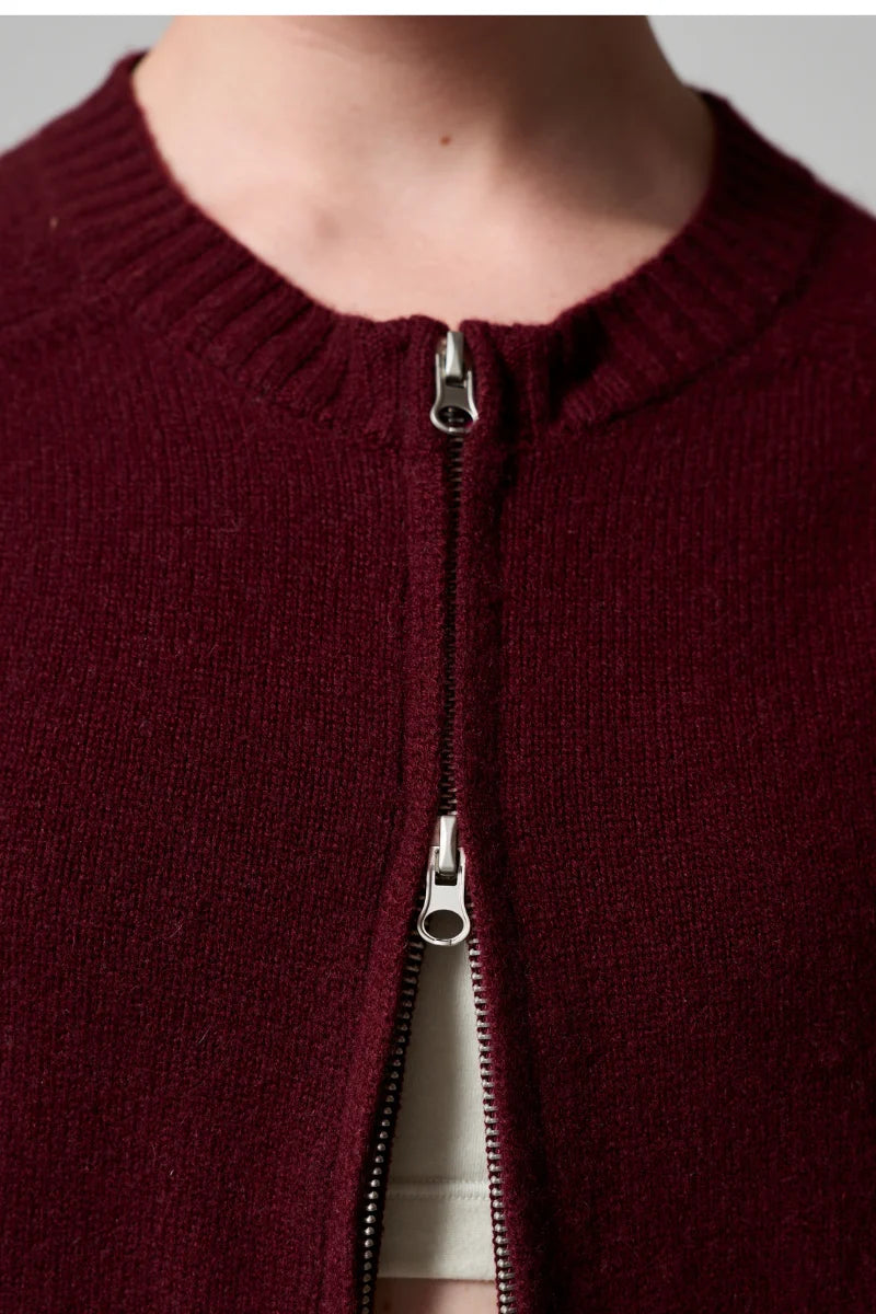 Edie Zip-Up Sweater - Currant