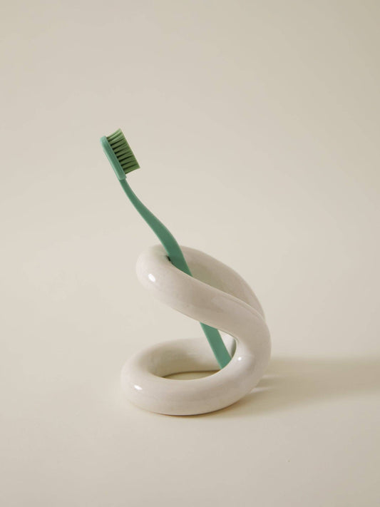 Ceramic Toothbrush Holder - Glossy White