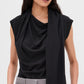 Knitted Scarf Tee - Black