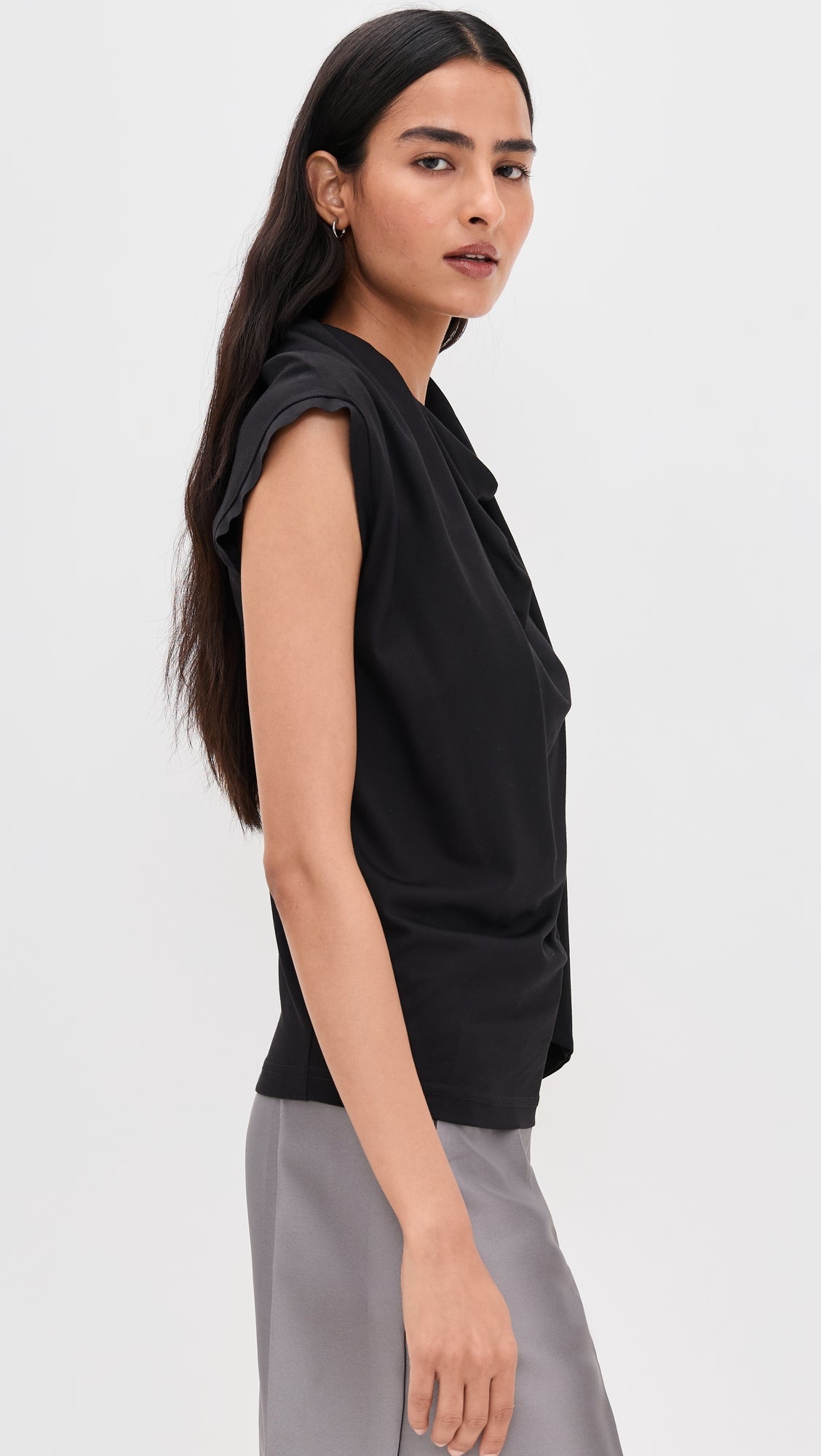 Knitted Scarf Tee - Black