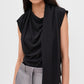 Knitted Scarf Tee - Black
