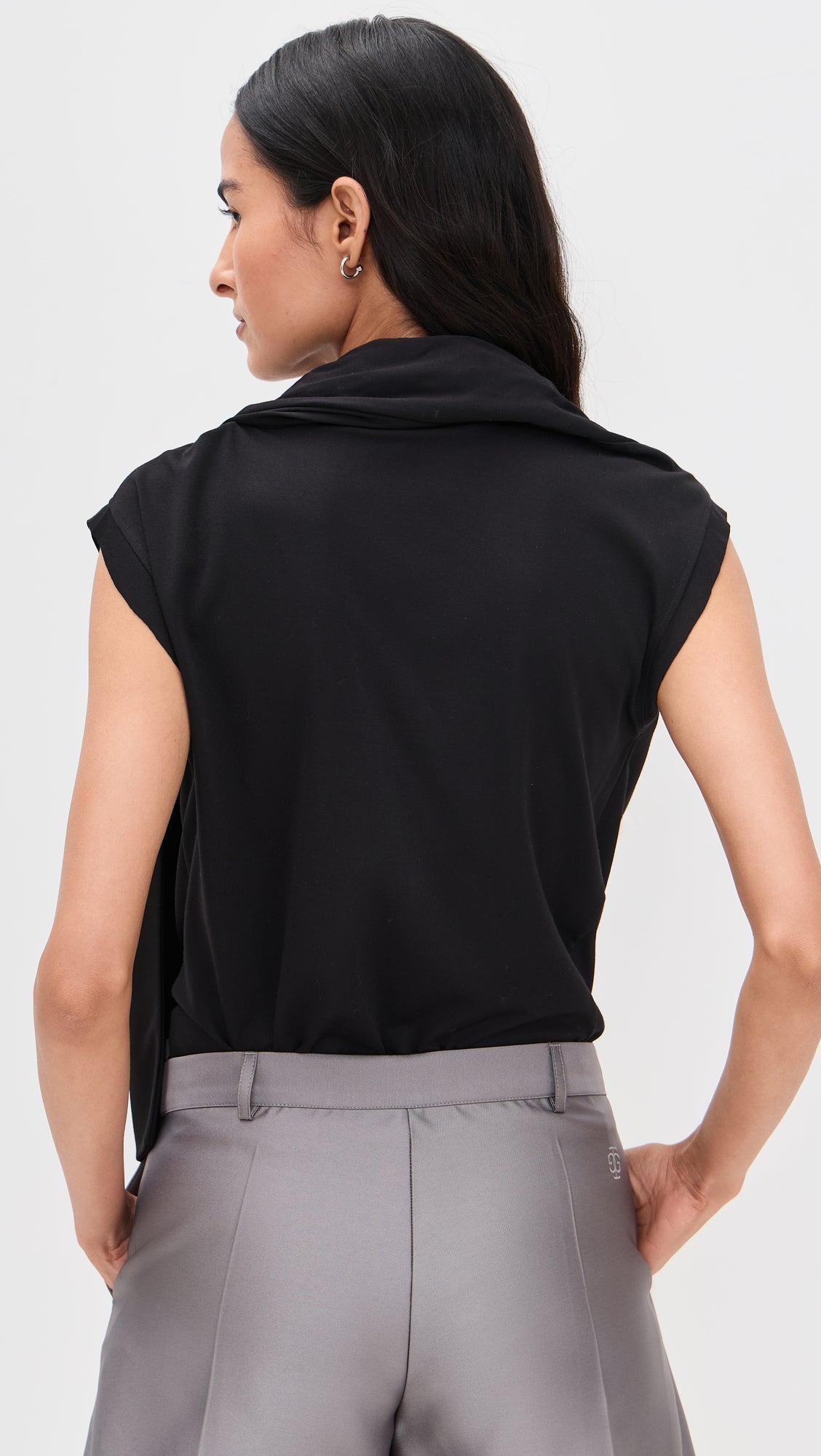 Knitted Scarf Tee - Black