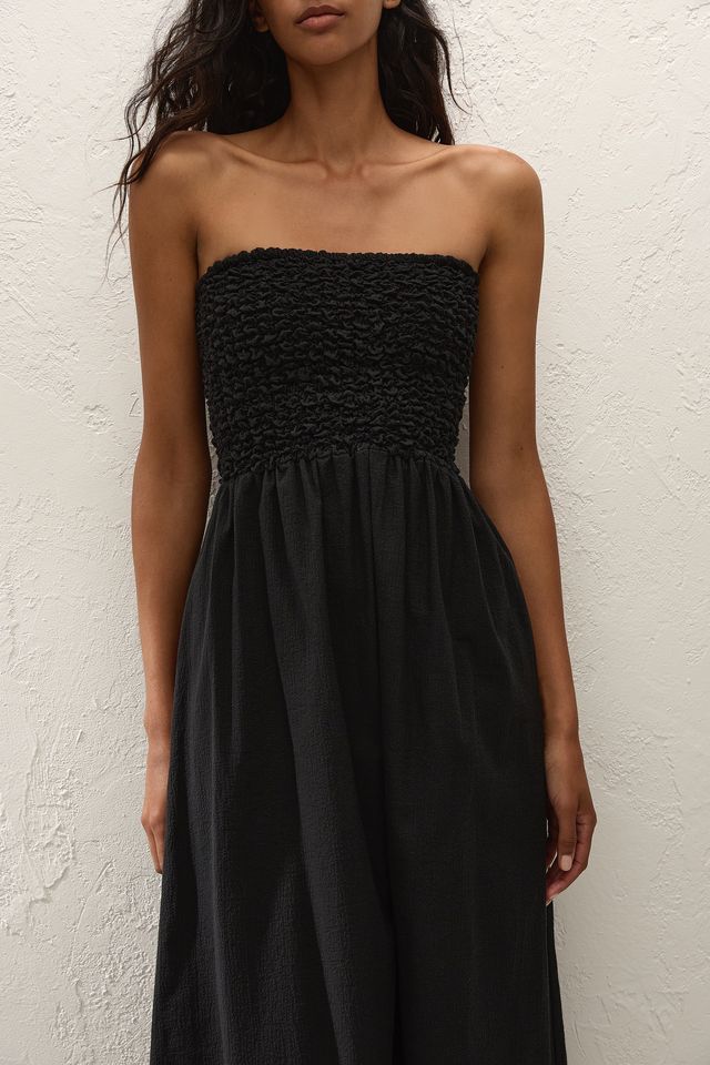 Orla Strapless Midi Dress - Black
