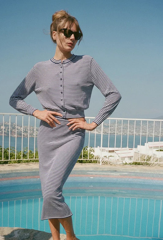 Faye Skirt - Midnight Stripe