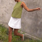 Muriel Button Boatneck Tank - Palm Green