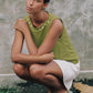 Muriel Button Boatneck Tank - Palm Green