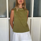 Muriel Button Boatneck Tank - Palm Green