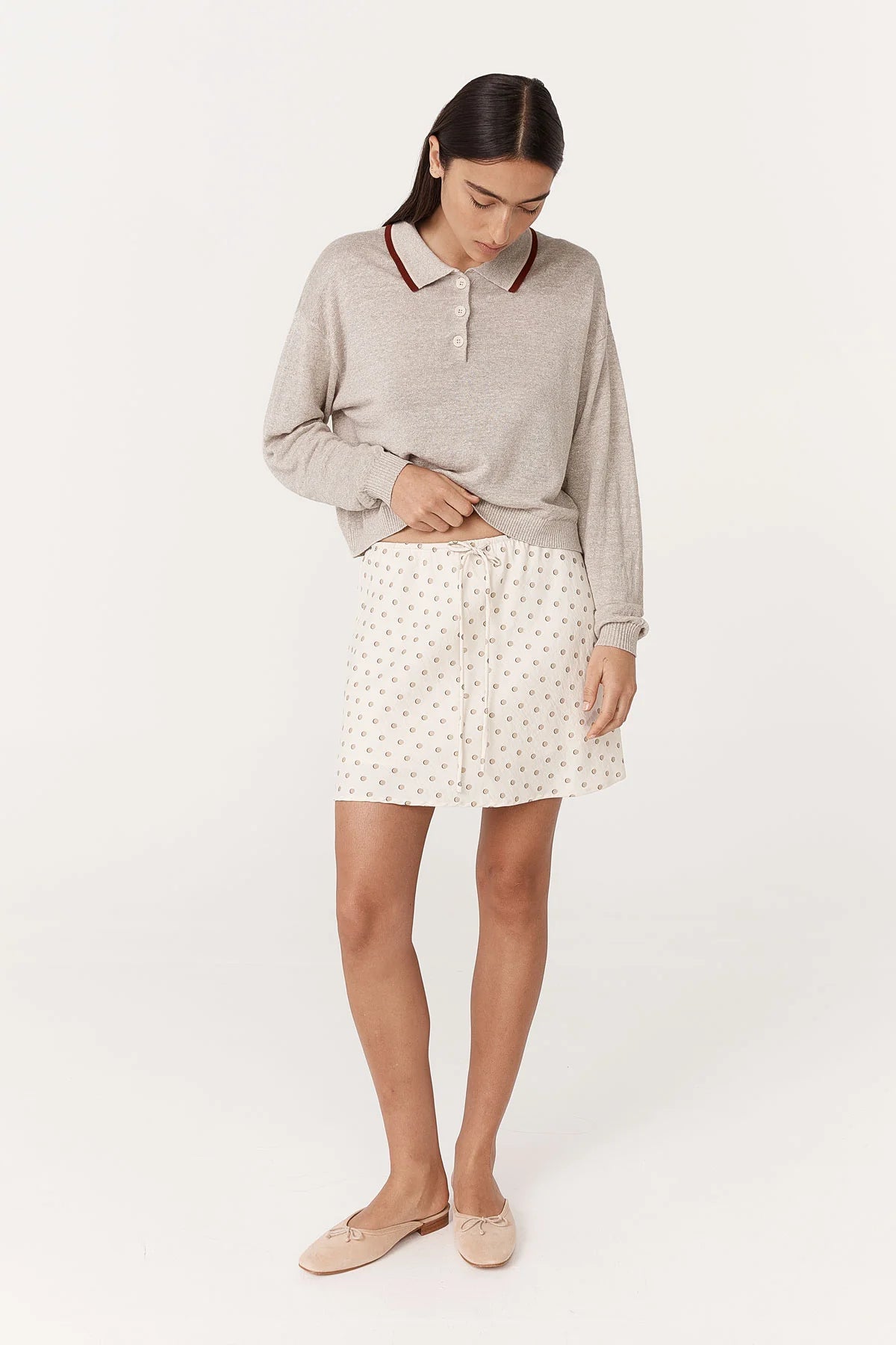 Frannie Silk Mini Skirt - Vanilla Spot