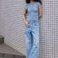 Percy Curve Seam Jeans - Faded Blue