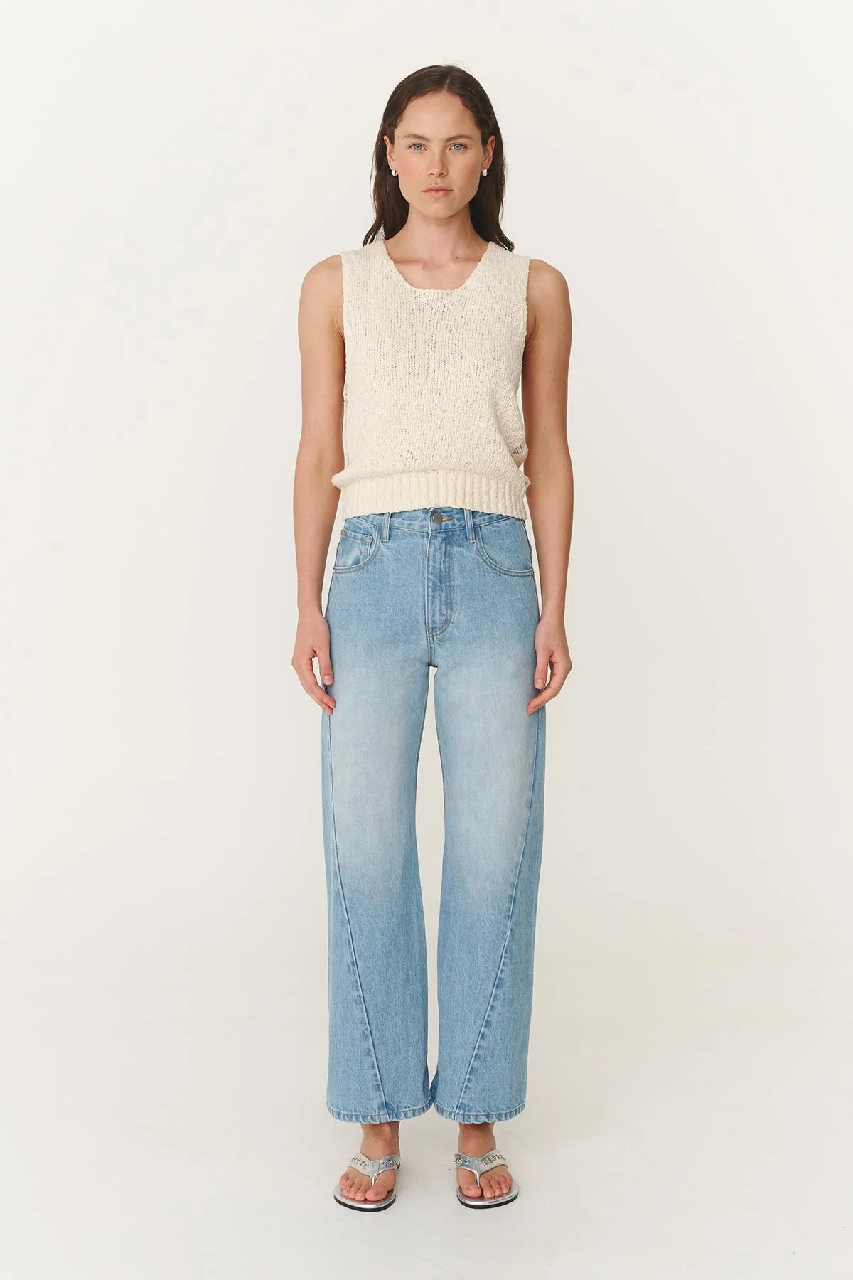 Percy Curve Seam Jeans - Faded Blue