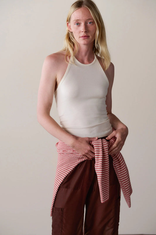 Baby Rib Halter Top - Creme