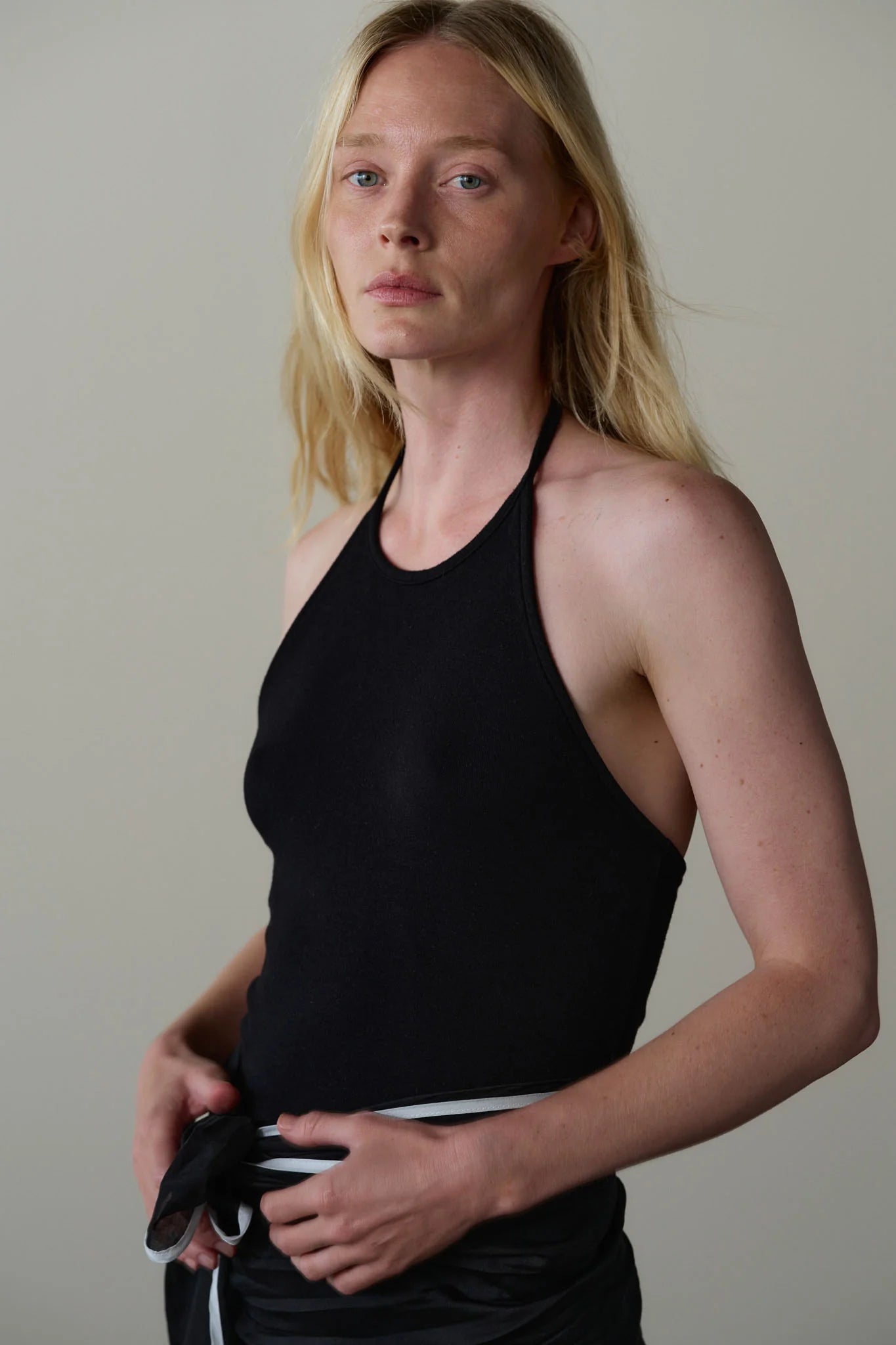 Baby Rib Halter Top - Jet