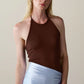 Baby Rib Halter Top - Walnut