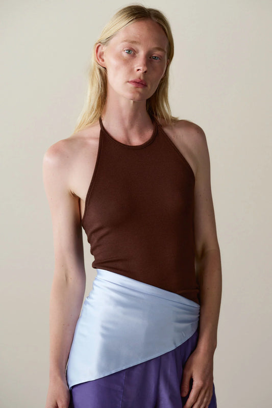 Baby Rib Halter Top - Walnut