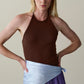 Baby Rib Halter Top - Walnut