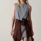 Cotton Gingham Boatneck Dress - Jet