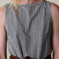 Cotton Gingham Boatneck Dress - Jet