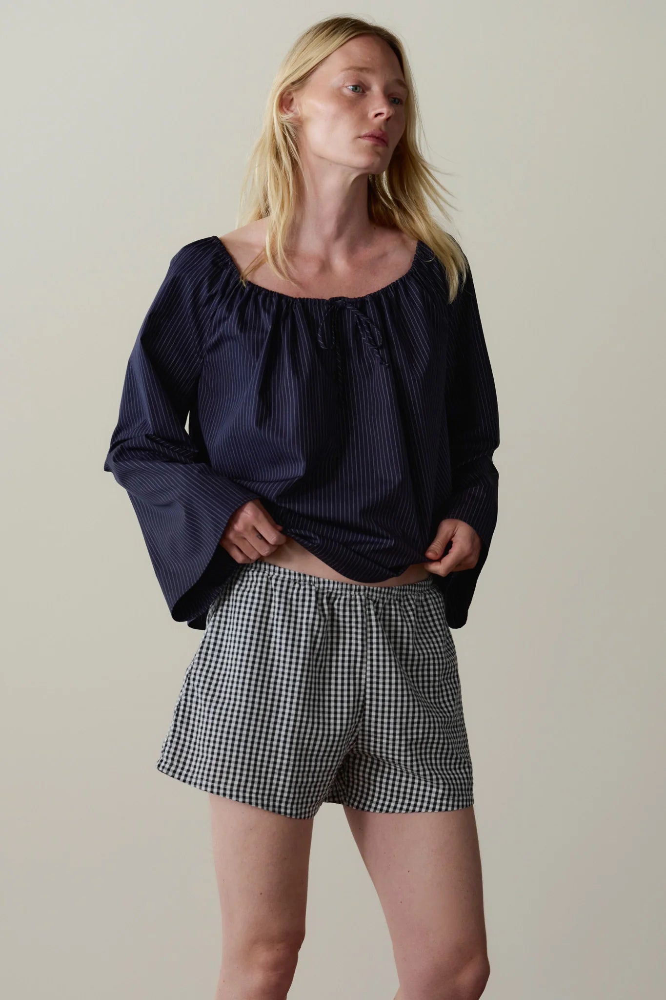 Cotton Gingham Tap Short - Jet