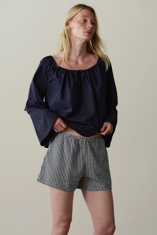Cotton Gingham Tap Short - Jet