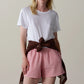 Cotton Gingham Tap Short - Rhubarb