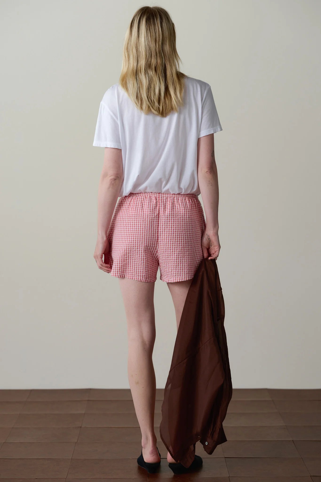 Cotton Gingham Tap Short - Rhubarb