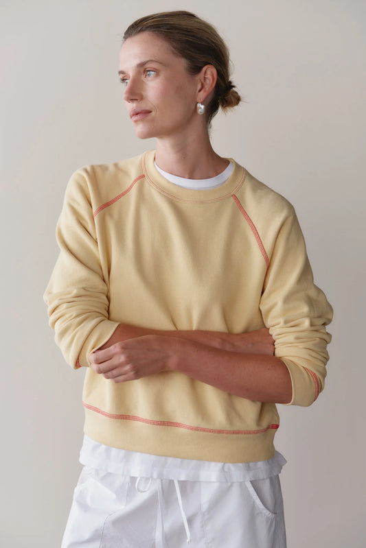 Eco-Terry Contrast Stitch Sweatshirt - Butter