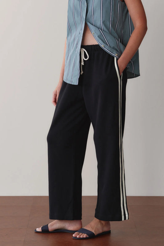 Eco-Terry Stripe Pant - Jet
