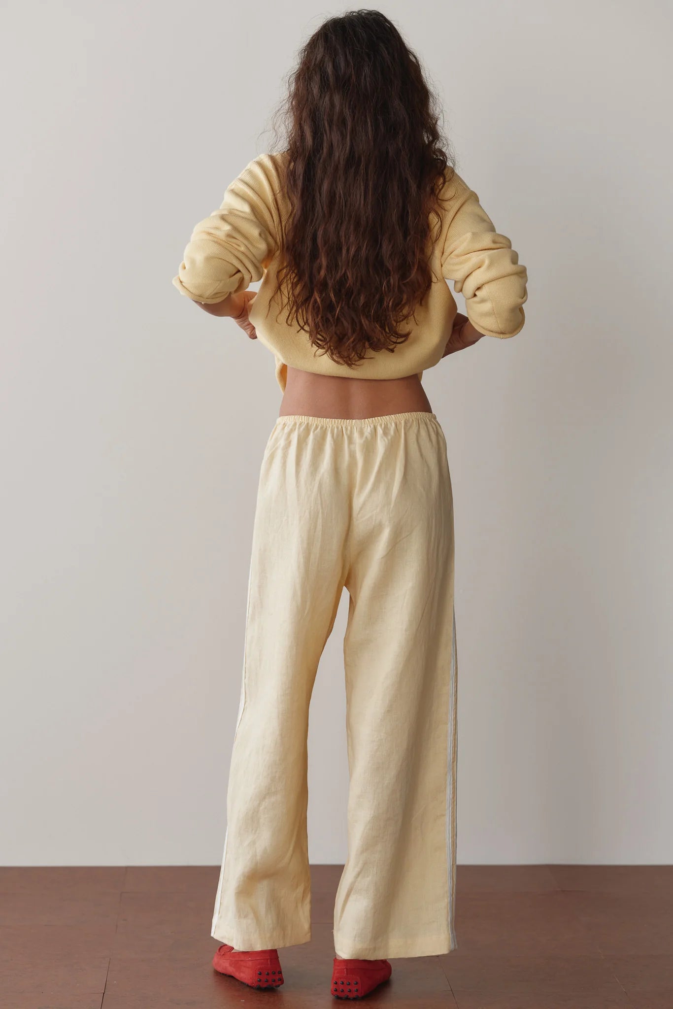 Linen Stripe Crop Pant - Butter