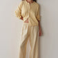 Linen Stripe Crop Pant - Butter