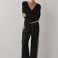 Linen Crop Stripe Pant - Jet