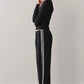 Linen Crop Stripe Pant - Jet