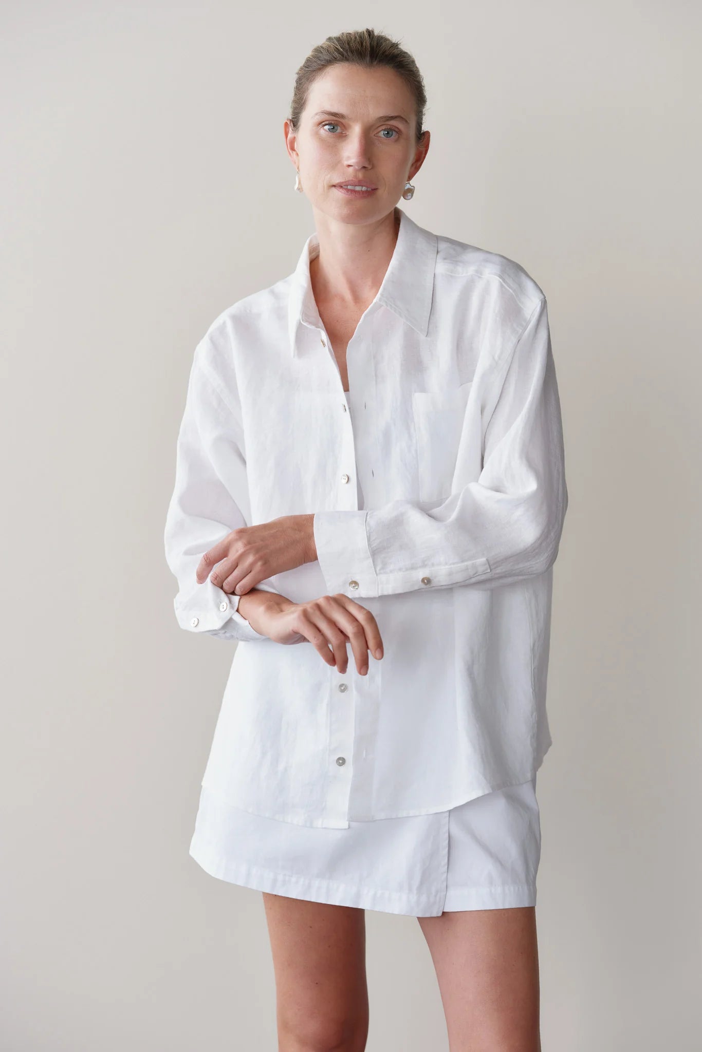 Linen Relaxed Shirt - Powder