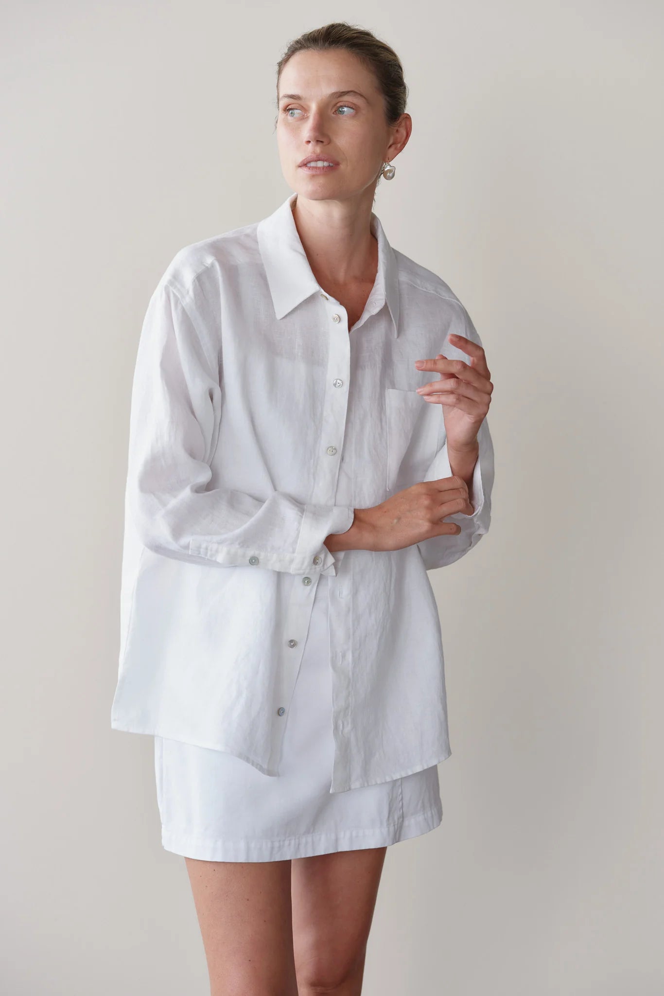 Linen Relaxed Shirt - Powder